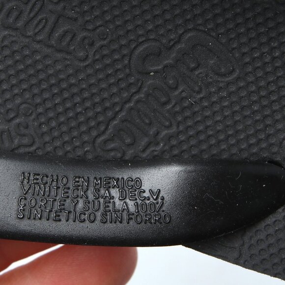 Calzaletas Mens Flip Flop Sandals Black Blue Mexico Rubber Beach Summer Pool - Picture 4 of 5